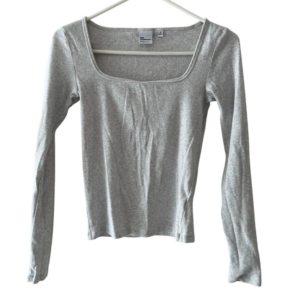 ARITZIA TNA Home Stretch White Ribbed Top Women’s Shirt Sz Small LN Flexible